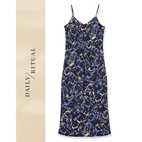 DAILY RITUAL Georgette Sleeveless Midi Slip Dress NEW WITH TAG! - Picture 5 of 7